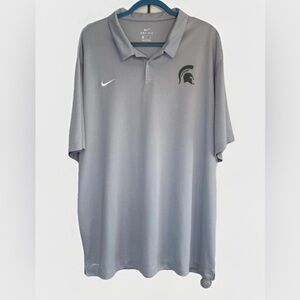 Nike Michigan State Spartans Polo Shirt Mens Sz 3XL Lt Gray Dri Fit Performance